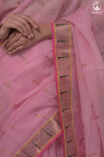 Aliyah - Pastel Pink Handwoven Zari Kota Saree With Dark Pink Blouse-Rutambhara-RUTAMBHARA