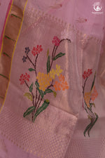 Aliyah - Pastel Pink Handwoven Zari Kota Saree With Dark Pink Blouse-Rutambhara-RUTAMBHARA