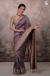 Narmaa - Wine Handwoven Pure Silk Saree With Plain Gold Zari Border