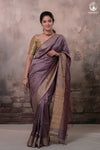 Narmaa - Wine Handwoven Pure Silk Saree With Plain Gold Zari Border