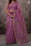Narmaa - Lavender With Small Lehar Border Silk Cotton Saree