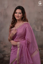 Narmaa - Lavender With Small Lehar Border Silk Cotton Saree-Rutambhara-RUTAMBHARA