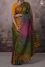 Dhanak - Dark Brown Leheriya Saree In Tussar Silk-Rutambhara-RUTAMBHARA