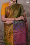 Dhanak - Dark Brown Leheriya Saree In Tussar Silk