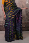 Dhanak - Ink Blue Leheriya Saree In Tussar Silk