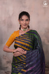 Dhanak - Ink Blue Leheriya Saree In Tussar Silk