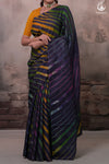 Dhanak - Ink Blue Leheriya Saree In Tussar Silk