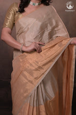 Handloom Half and Half Chanderi Tissue Silk Saree-Rutambhara-RUTAMBHARA