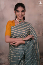 Dhanak - Grey Leheriya Saree In Tussar Silk-Rutambhara-RUTAMBHARA