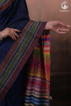 Dark Blue Kutchi Tussar Cotton Saree