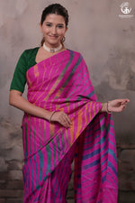Dhanak - Fuschia Pink Leheriya Saree In Tussar Silk-Rutambhara-RUTAMBHARA