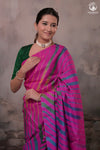 Dhanak - Fuschia Pink Leheriya Saree In Tussar Silk