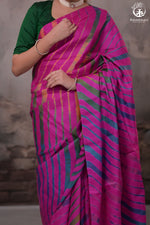 Dhanak - Fuschia Pink Leheriya Saree In Tussar Silk-Rutambhara-RUTAMBHARA