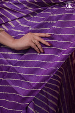 Dhanak - Purple Beige Leheriya Saree In Tussar Silk-Rutambhara-RUTAMBHARA