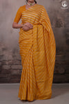 Dhanak - Turmeric Yellow Leheriya Saree In Tussar Silk