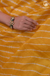 Dhanak - Turmeric Yellow Leheriya Saree In Tussar Silk
