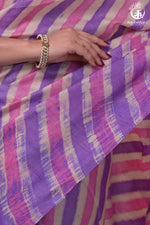 Dhanak - Lavender Leheriya Saree In Tussar Silk-Rutambhara-RUTAMBHARA