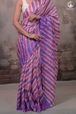 Dhanak - Lavender Leheriya Saree In Tussar Silk-Rutambhara-RUTAMBHARA