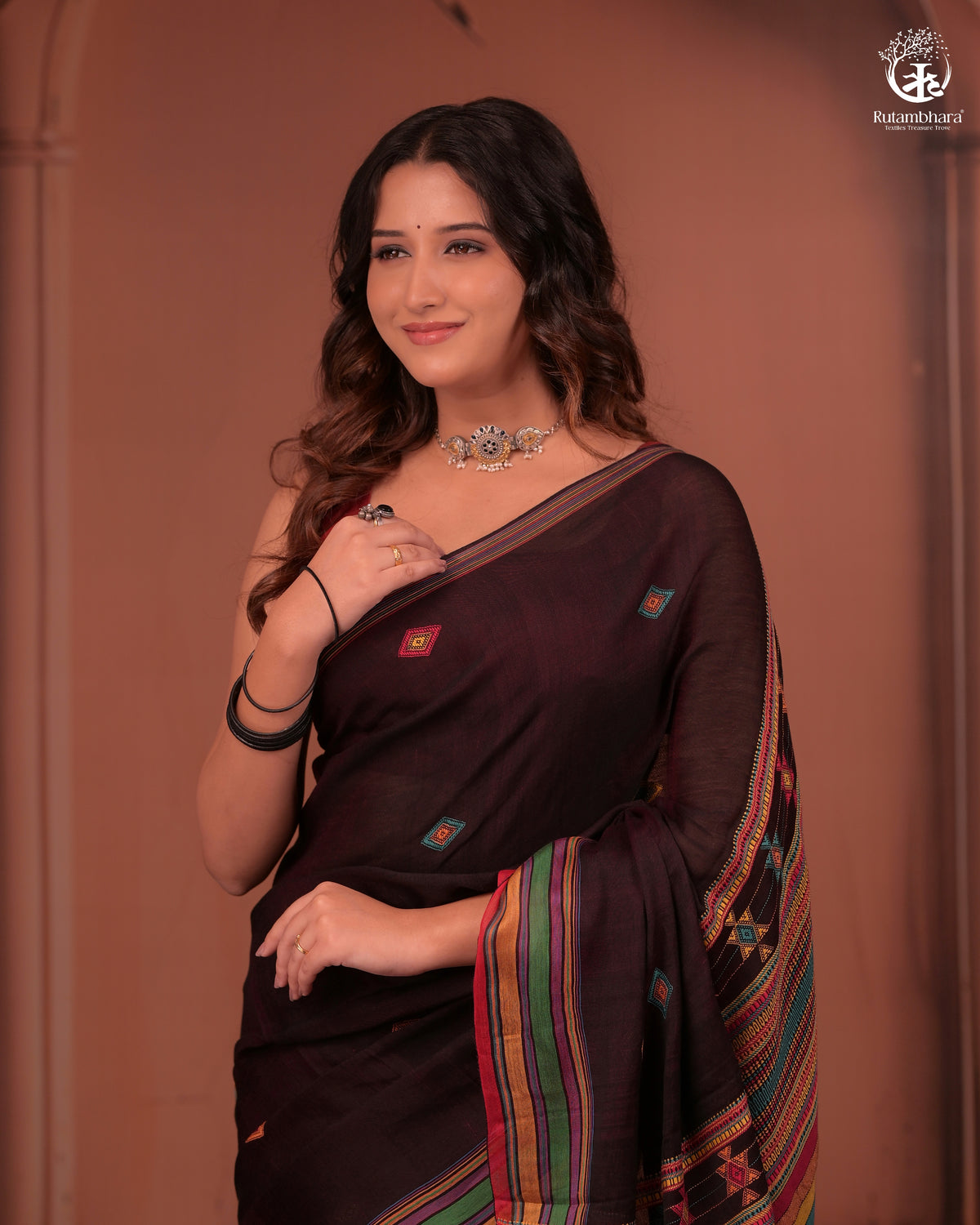 JESAAL - Threads of Tradition – Purple Kutchi Cotton Eari Silk Saree