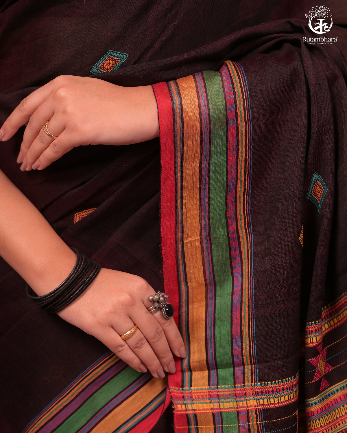 JESAAL - Threads of Tradition – Purple Kutchi Cotton Eari Silk Saree