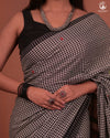 JESAAL - Classic Black And White Checks Saree With Handwoven Kuchhi Pallu