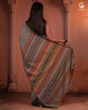 JESAAL - Classic Black And White Checks Saree With Handwoven Kuchhi Pallu