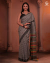 JESAAL - Classic Black And White Checks Saree With Handwoven Kuchhi Pallu