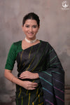 Dhanak - Black Leheriya Saree In Tussar Silk
