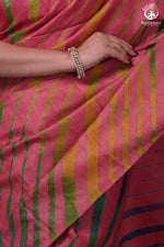 Dhanak - Carrot Pink Leheriya Saree In Tussar Silk-Rutambhara-RUTAMBHARA