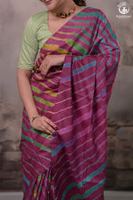 Dhanak - Wine Leheriya Saree In Tussar Silk-Rutambhara-RUTAMBHARA