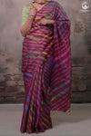 Dhanak - Wine Leheriya Saree In Tussar Silk