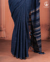 JESAAL - Handcrafted Indigo Cotton-Bamboo Saree with Kutchi Weave