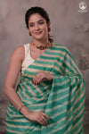 Dhanak - Jade Green N Off White Leheriya Saree In Tussar Silk