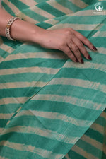 Dhanak - Jade Green N Off White Leheriya Saree In Tussar Silk-Rutambhara-RUTAMBHARA