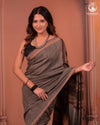 JESAAL - Elegant Grey Cotton By Katiya Silk Saree With Traditional Kutchhi Weave