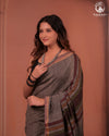 JESAAL - Elegant Grey Cotton By Katiya Silk Saree With Traditional Kutchhi Weave
