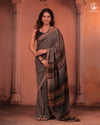 JESAAL - Elegant Grey Cotton By Katiya Silk Saree With Traditional Kutchhi Weave