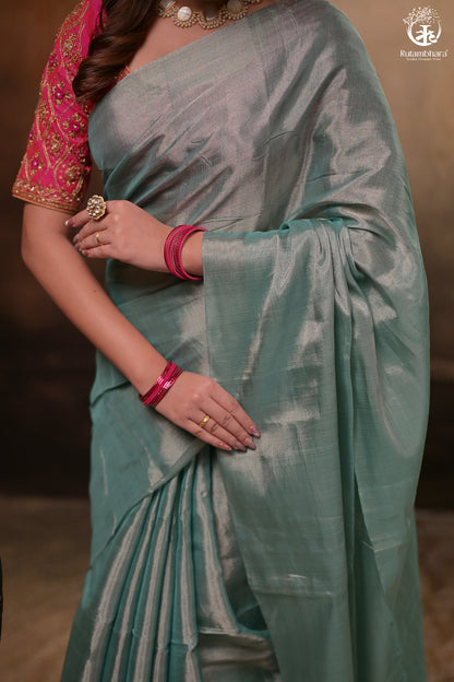Timeless Elegance Chanderi Tissue in Saree Length - 4-ply Weave-RUTAMBHARA-RUTAMBHARA