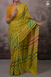 Dhanak - Yellow Leheriya Saree In Tussar Silk