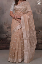 Narmaa - Beige Silver Zari Creeper Chatai Border Silk Cotton Saree-Rutambhara-RUTAMBHARA