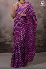 Dhanak - Magenta Leheriya Saree In Tussar Silk-Rutambhara-RUTAMBHARA