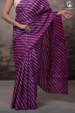 Dhanak - Magenta Leheriya Saree In Tussar Silk-Rutambhara-RUTAMBHARA