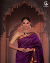BHADRA - Elegant  Mangalgiri Silk Saree with Lustrous Gold Border