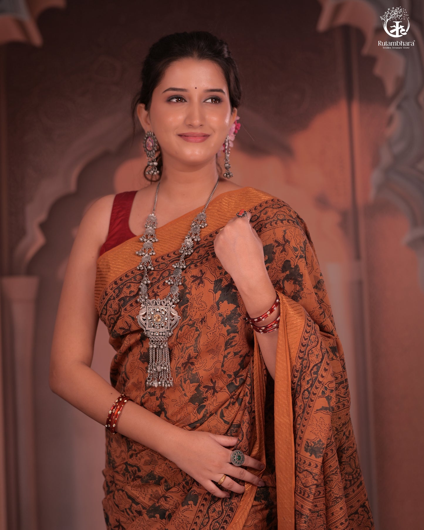 Siyahi -Earthy Elegance – Mustard Mangalagiri Cotton Saree with Gold Accents