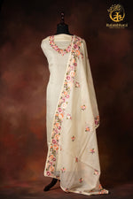 Pastel Yellow Kota Cotton Embroidered Suit Set