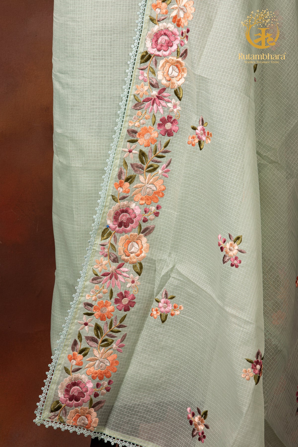 Pastel Green Kota Cotton Embroidered Suit Set