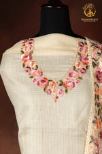 Pastel Yellow Kota Cotton Embroidered Suit Set