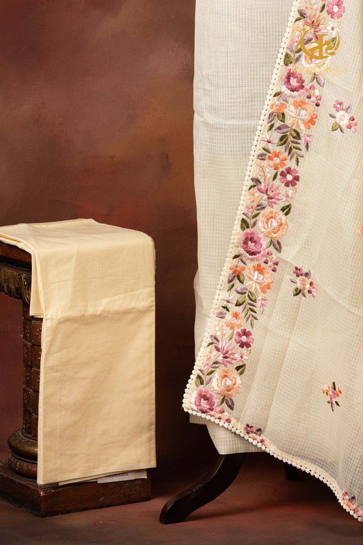 Pastel Yellow Kota Cotton Embroidered Suit Set