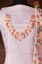 Pastel Pink Kota Cotton Embroidered Suit Set