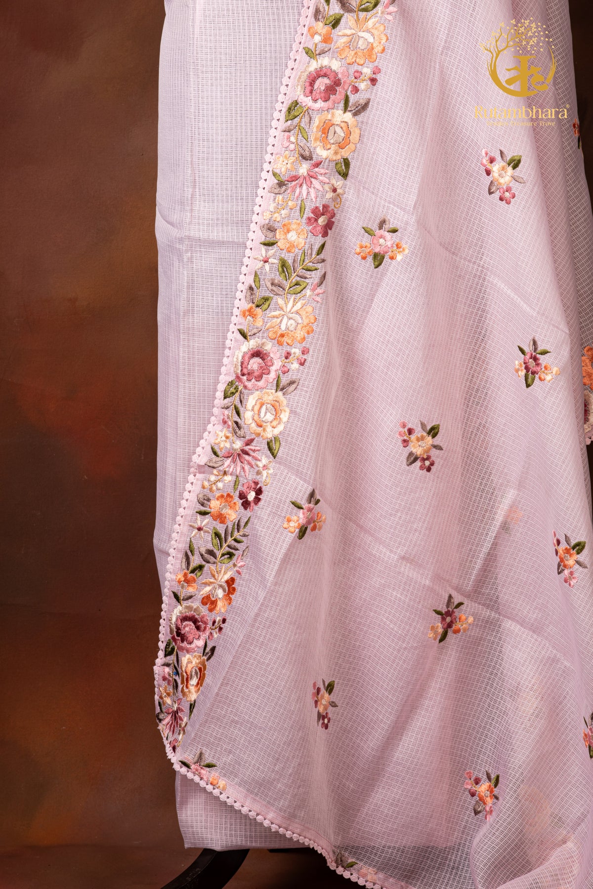 Pastel Pink Kota Cotton Embroidered Suit Set